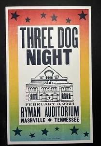 2024.02.03 Hatch Show Print Poster Three Dog Night @ Ryman - Picture 1 of 1