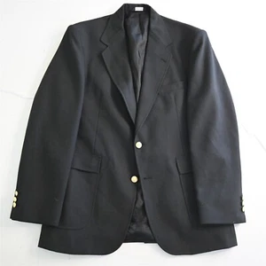 Vtg USA Made 42L Black Hopsack Gold Button Mens Suit Jacket Blazer Sport Coat - Picture 1 of 12