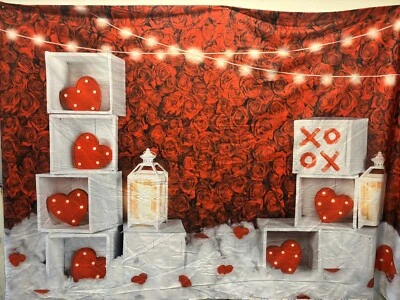 Kate 7x5ft Valentines Day Backdrop for Photography Vintage Wood Wall Red Ros - Image 1 of 4