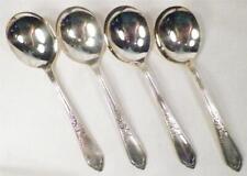 4 Oneida Camille Soup Spoons Silverplate 1937 Silver Plate Floral Flatware