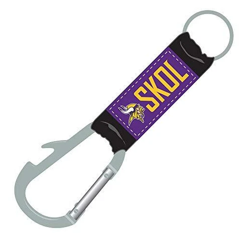 NFL Minnesota Vikings Skol Tagline Carabiner Keychain w/ Built-in Bottl One Size Cover