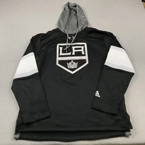 Los Angeles Kings Hoodie Mens Large Black Gray Adidas Jersey Sweatshirt NHL - Picture 1 of 9