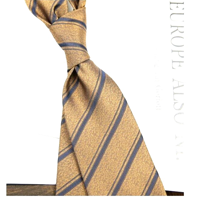 Nova gravata masculina clássica listrada marrom tecido jacquard 100% seda - Imagem 1 de 1