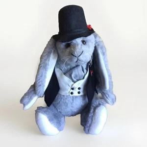 Vintage Spiegel Gray Top Hat Bunny Rabbit 4 Way Jointed Plush Stuffed Animal Toy - Picture 1 of 3