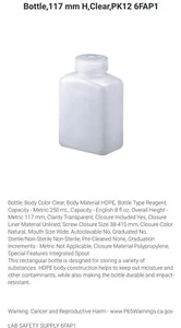 LAB SAFETY SUPPLY 6FAP1 Flasche, 117 mm H, klar, PK12 6FAP1 8 Oz Kunststoff - Bild 1 von 8