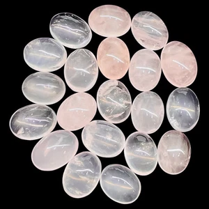20 Pcs Natural Rose Quartz 16-18mm Oval Cabochon Loose Untreated Gemstones Lot - Picture 1 of 7