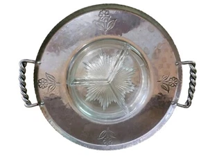 B.W. Buenilum Hammered Aluminum Serving Tray With Three Section Glass Insert 14" - Picture 1 of 8