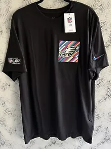 Black Nike NFL Philadelphia Eagles NWT Crucial Catch Cancer Colors T-Shirt 2 XL - Picture 1 of 7