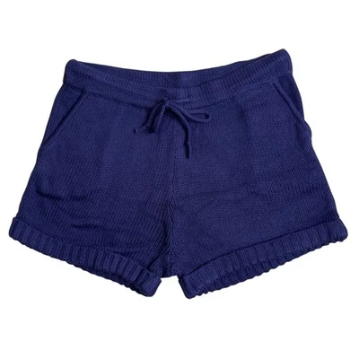 Pantalones cortos de salón para mujer 525 punto índigo con cordón azul oscuro acrílico Foto 1 de 4