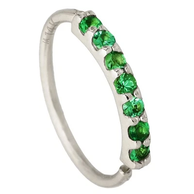 Joyería Avalancha 20G Oro 14K 7 Piedras Esmeralda Nariz Aro, 8mm (5/16") Anillo Nariz Foto 1 de 4