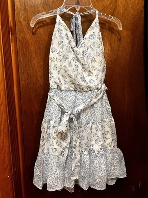 Vestido Trixxi Azul Floral Mini Halter Forrado en Niveles Junior Talla S Nuevo con Etiquetas Foto 1 de 4