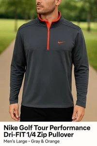 Nike Golf Tour Sweatshirt Herren Large grau sportlich Dri-FIT 1/4-Reißverschluss Reise Sport - Bild 1 von 10