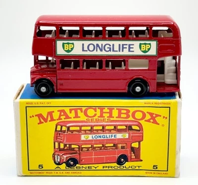 Vintage 1960s Lesney Matchbox #5 London Bus BP LONGLIFE Minty w/Original Box! - Image 1 of 4