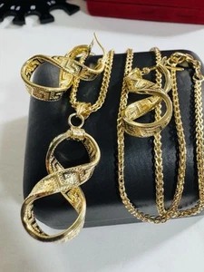 New 18K 750 Saudi Gold Infinity Earring Necklace 15.7”/16” Inch 5.54g 2mm - Picture 1 of 22
