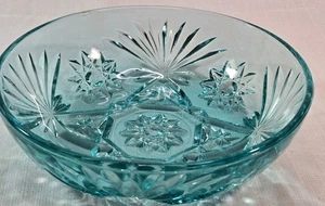Anchor Hocking EAPC Aquamarin blau Glasschale Davidstern VINTAGE LEUCHTET  - Bild 1 von 16