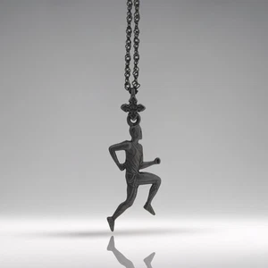 Running Pendant for Men Oxidized 925 Silver Sports Jewelry Necklace Gift Charm - Picture 1 of 13