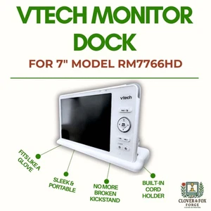 Vtech RM7766HD Baby Monitor Dock: 3D Printed Stand With Cord Holder - Picture 1 of 6