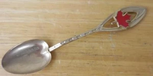 Niagara Falls Canada Souvenir Spoon Gold Tone w/Red Maple Leaf - Vintage - Picture 1 of 5