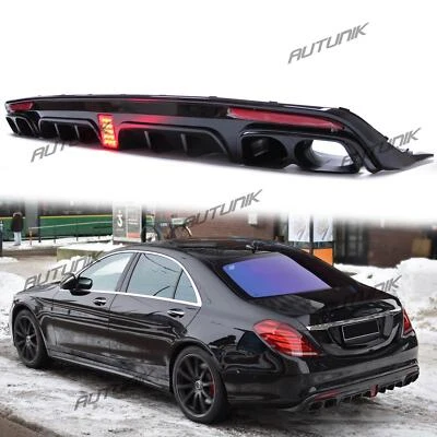 For Benz S-Class W222 S550 S500 AMG Sedan 14-17 Rear Bumper Diffuser w/ Exhaust - Image 1 of 4