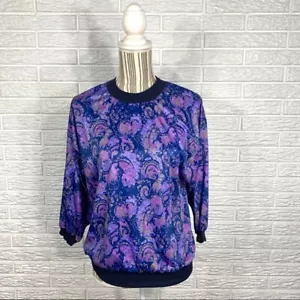 Vintage AM Casuals lila blau gemustertes Top Größe M - Bild 1 von 7