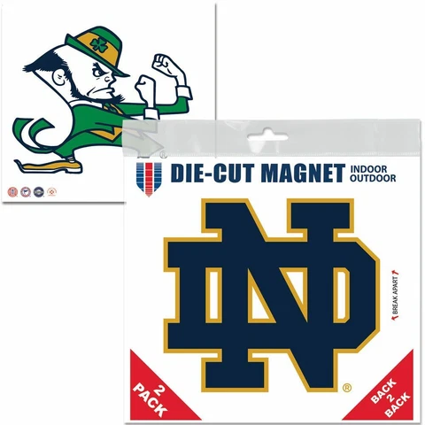 NOTRE DAME FIGHTING IRISH 2 PACK OF DIE-CUT VINYL MAGNETS 4"X5" HIGH QUALITY Cover