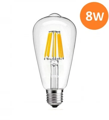 LAMPADA LED FILAMENTO 8W E27 ST64 VINTAGE BULBO LAMPADINA CALDA  - Immagine 1 di 2