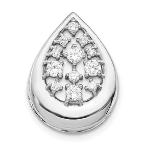 14k White Gold 3/8ct Diamond Fancy Teardrop Charm Pendant - Picture 1 of 7