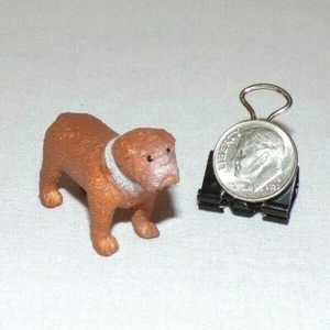 Miniature Dollhouse Bulldog Pet Dog Figurine Toy Tan 1" Plastic Animal - Picture 1 of 3