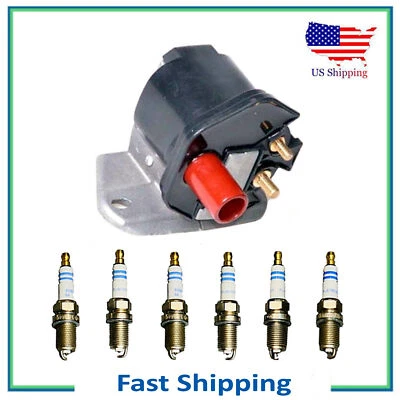 UF93 Ignition Coil & Bosch Double Iridium Spark Plug For MB 300CE 300SEL 3.0L L6 - Image 1 of 3