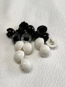 BLACK OR CREAM ACRYLIC DOME HALF BALL MUSHROOM SHANK BUTTONS Size 10mm - Picture 1 of 10