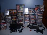 Playstation 2 PS2 Black Slim Console or Black Fat Bundle w/ ALL Hookups 2 Games