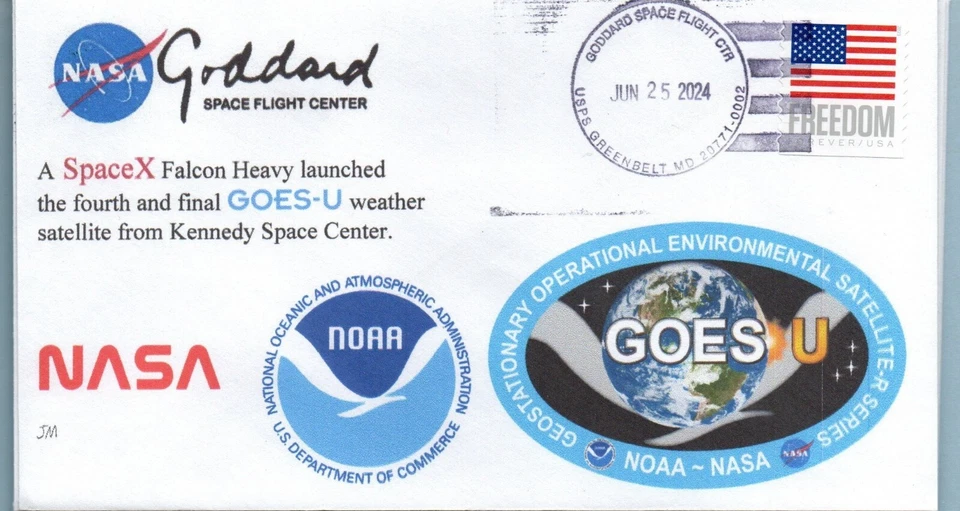 Space cover GOES U weather satellite launch June 25, 2024 Goddard SFC 5 made - Image 1 of 1