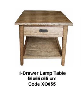 FITAN OAK WOOD LAMP TABLE SIDE TABLE ACCENT TABLE 55 x 55 x 55(H) CMS. 1 DRAWER - Picture 1 of 1