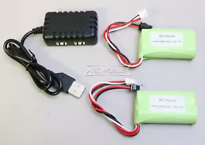 WPL 7.4V BATTERY + CHARGER 800MAH LI-ION 15C SM-2p Plug (2) Batteries + Charger - Picture 1 of 8