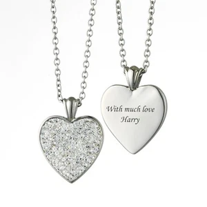 Romantic Gift for Valentines Day, Personalised Silver Heart Necklace, Engraved - Picture 1 of 10