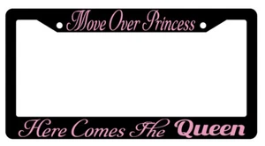 Move Over Princess Design 2A Black License Plate Frame Auto - Picture 1 of 1