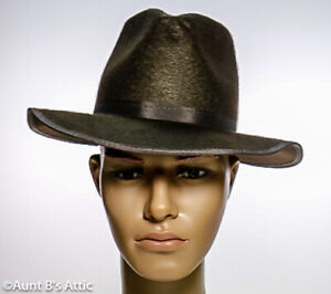 Fedora Hat Brown Indiana Jones Style Wide Brim Pressed Felt Costume Hat Md