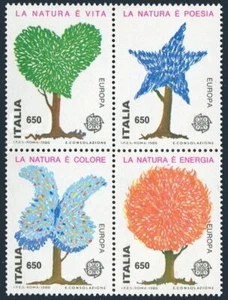 Italy 1672 ad block,MNH.Michel 1968-1971. EUROPE CEPT-1986.Trees:Butterfly,Sun. - Picture 1 of 1