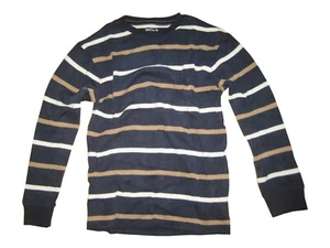 Gap Long Sleeve Boy's Luxurious Crew Neck Sweater NWoT Gray Red Stripped - Picture 1 of 15