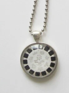 Collar Colgante Carrete View-Master Redondo Años 90 Metal y Vidrio 1" Pulgada - Imagen 1 de 3