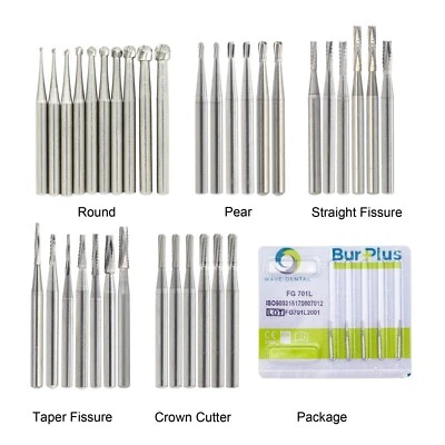 Wave Dental Burs FG 330 557 245 Carbide Burr Friction Grip Round Pear High Speed - Image 1 of 4