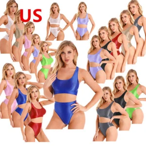 Womens Sexy Lingerie Set Wireless Bra and Panty 2 Piece Shiny Glossy Outfits - Picture 1 of 169