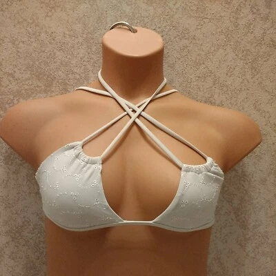LA Hearts Women's Swim Bikini Top. Ivory Floral Embroidered Strappy. Size Small - Image 1 of 4