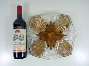 Serviteur Hors d'Oeuvres Verre et Bois Art Déco 1930 TBE - Imagen 1 de 12