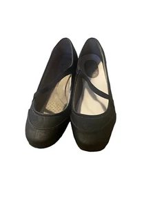 LifeStride Soft Mary Janes 9.5 W Black Leather Denver Style Diagonal Strap - Picture 1 of 19