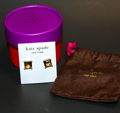 KATE SPADE NY Sweet  Nothings  Square Gold Fill Earrings New with Tag Box Bag Foto 1 de 4