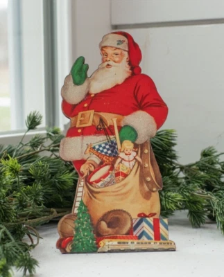 Nuevo SANTA Vintage Look Bolsa de Juguete Navidad Estilo Retro Tablero con Soporte 8" x 4.5" Foto 1 de 3