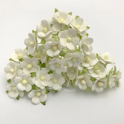 5/8" -1.5cm White Cottage Paper flower Wedding Card Scrapbook Craft (WH-S10) - Image 1 of 2