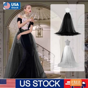 Women high waist mesh tutu maxi SKIRTS sheer net tulle pleated a line long dress - Picture 1 of 13