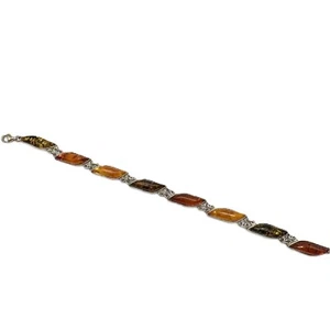 Pulsera de eslabones vintage de plata de ley ámbar multicolor - Imagen 1 de 5